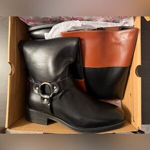 Sugar Black and Cognac Riding Boots